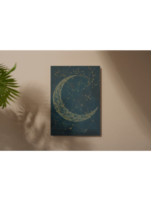 Gizemli Ay ve Yıldızlar Dijital Sanat Baskısı - Astronotik Duvar Dekoru