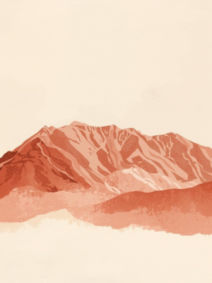 Minimalist Çöl Dağ Manzarası Dijital Sanat Baskısı - Soyut Doğa Duvar Dekoru