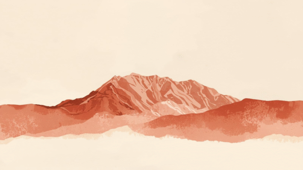 Minimalist Çöl Dağ Manzarası Dijital Sanat Baskısı - Soyut Doğa Duvar Dekoru